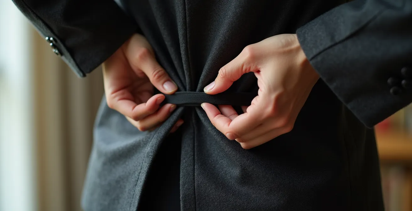 Técnica profesional para ajustar una americana oversize con goma elástica