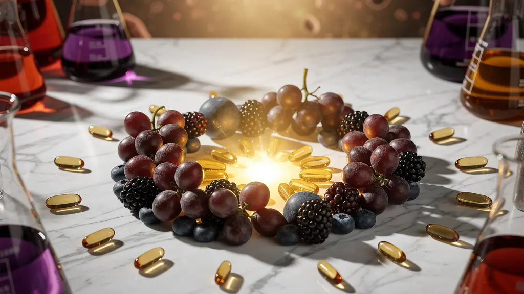 Visualización de antioxidantes protegiendo fibras de colágeno en la piel