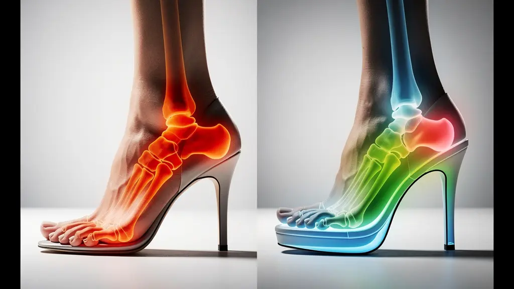 Comparación visual de la distribución de presión en tacones con y sin plataforma