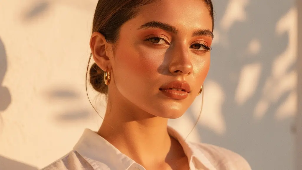 Mujer joven con piel luminosa y maquillaje minimalista estilo clean girl en luz natural