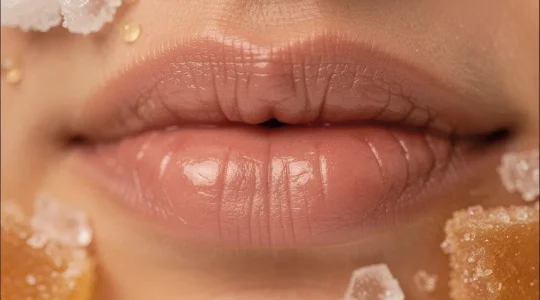 Labios secos y cuidados de invierno con productos hidratantes
