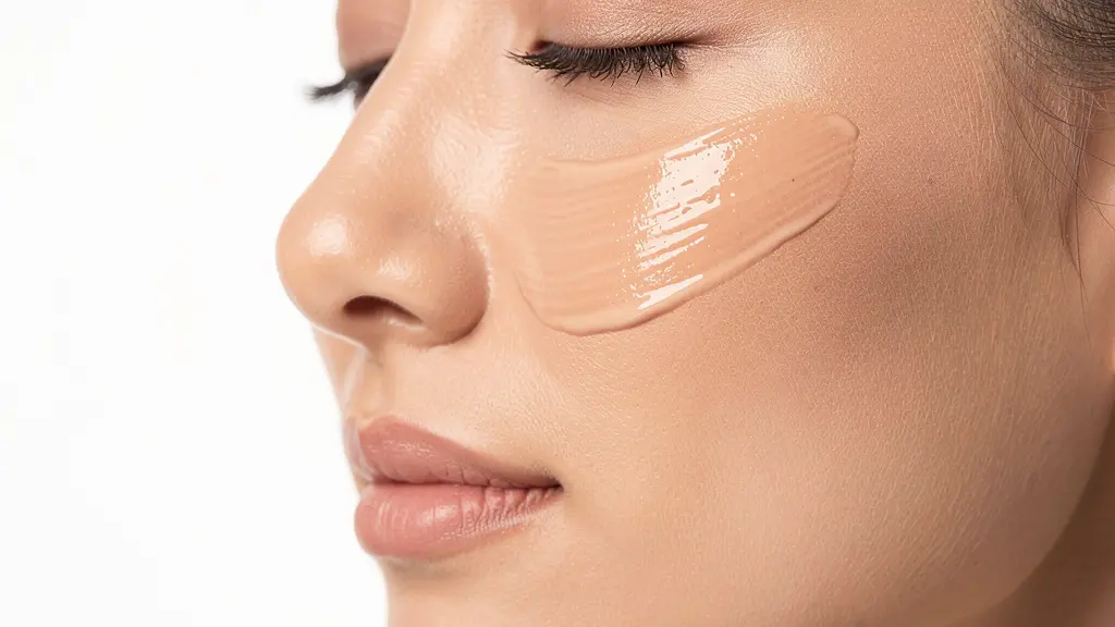Rostro femenino con textura suave mostrando diferentes zonas de tratamiento cosmético