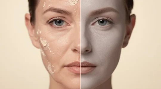 Comparación visual detallada de piel seca versus deshidratada mostrando textura y características distintivas