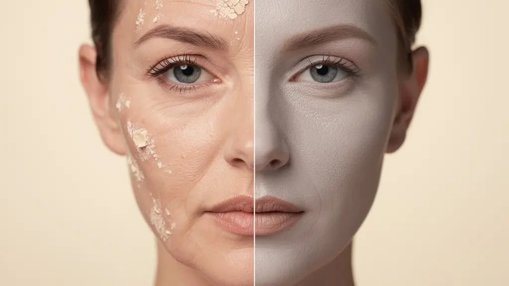 Comparación visual detallada de piel seca versus deshidratada mostrando textura y características distintivas