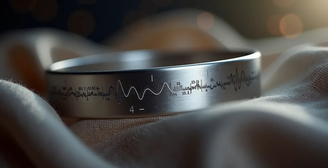 Pulsera de plata con grabado de coordenadas misteriosas y símbolos personales