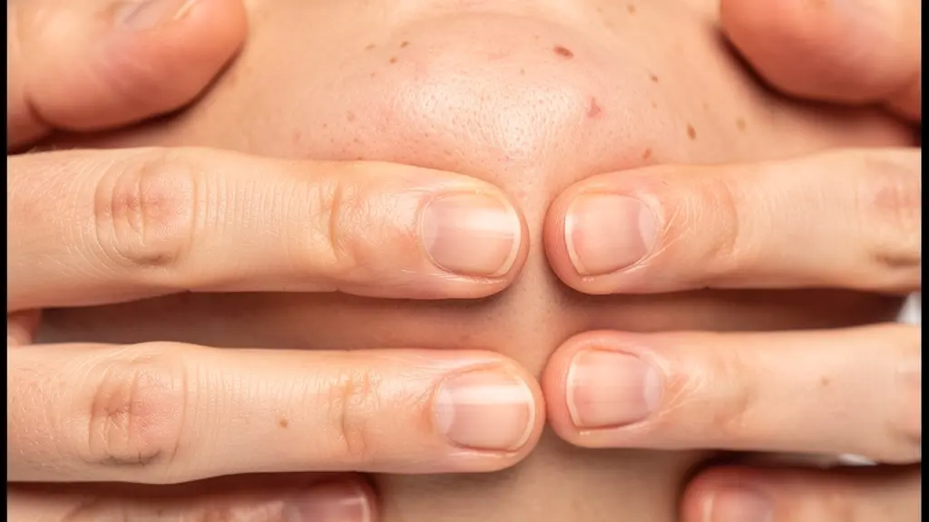 Primer plano de manos realizando masaje facial con técnica de drenaje linfático